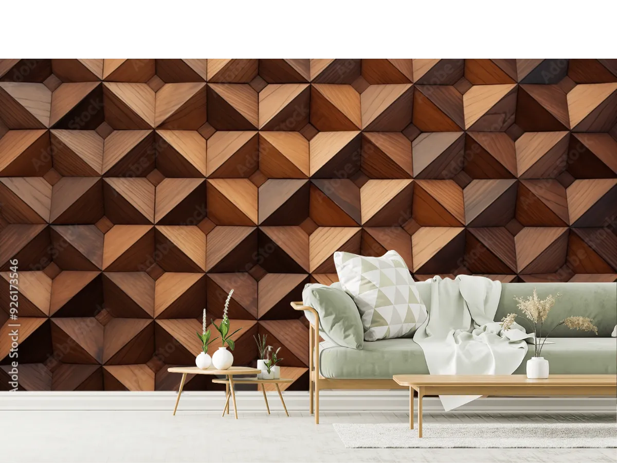 Mural Ébano Geométrico 3D personalizable - Vinil, Tapiz y más