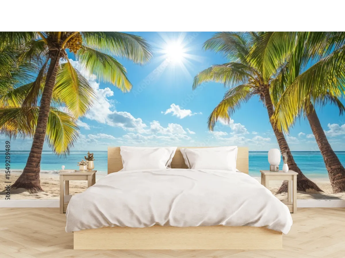 Mural Paraíso Tropical Soleado para Sala - Fotomural Vinil Arquitectónico