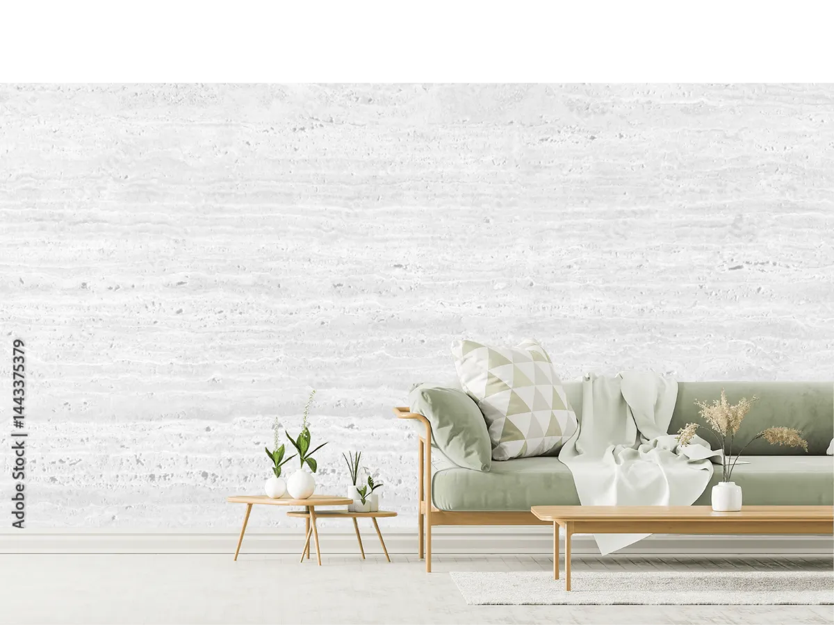 Modelo Travertino Blanco Mural Decorativo para Pared sala, vinil o papel tapiz