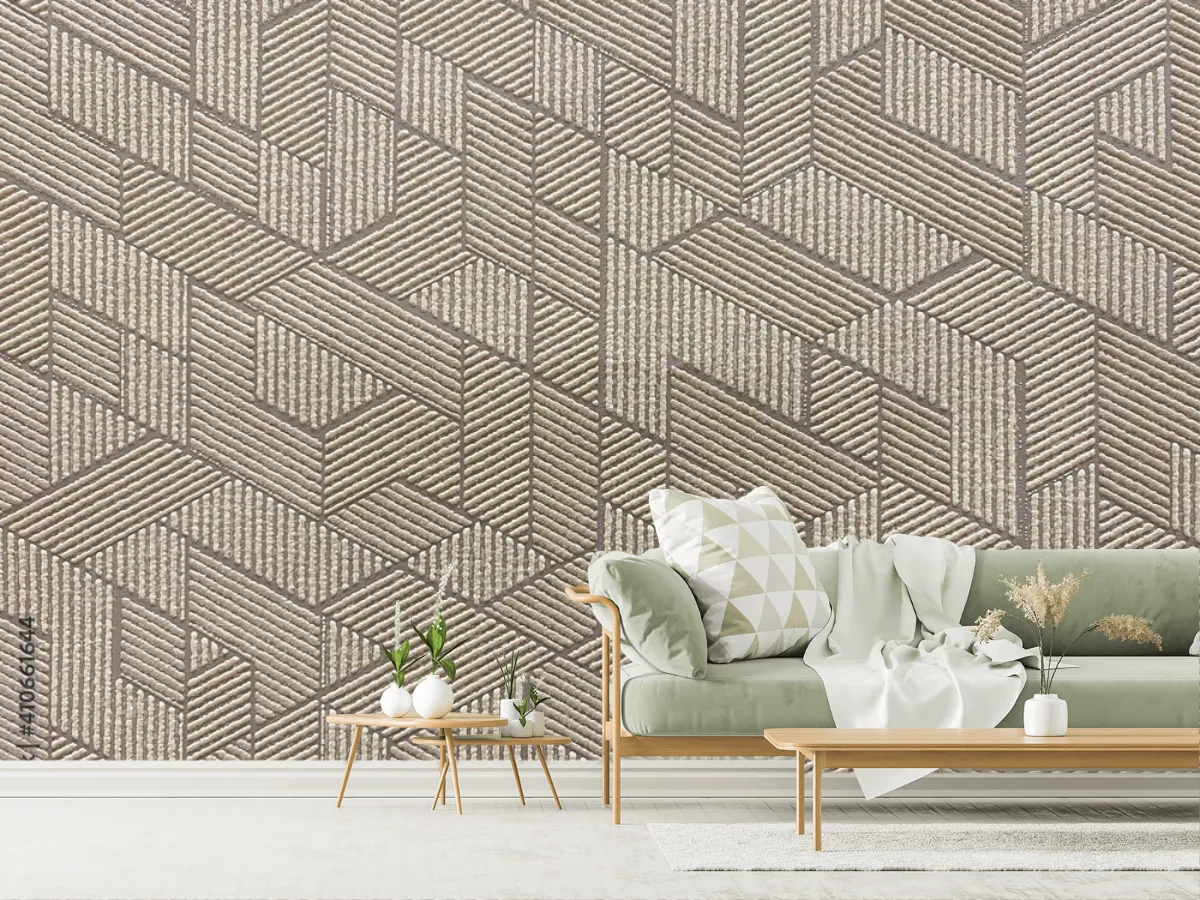 Mural Trama Geométrica Moderna en Vinil Arquitectónico o Papel Tapiz Decorativo