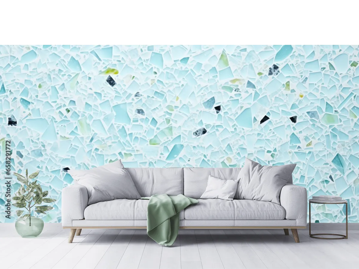 Mural Cristal Azul Fragmentado para decoración de pared | Fotomural en vinil arquitectónico, papel tapiz liso o texturizado