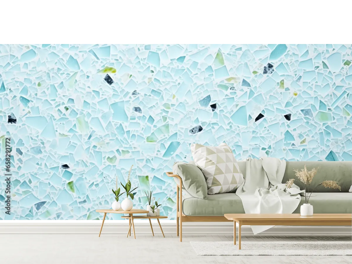 Mural Cristal Azul Fragmentado para decoración de pared | Fotomural en vinil arquitectónico, papel tapiz liso o texturizado