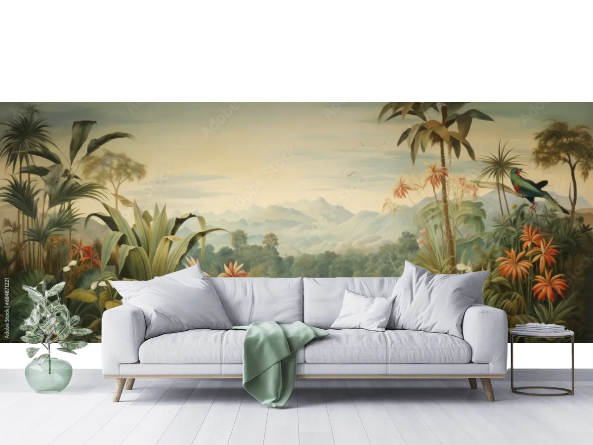 Mural Oasis Tropical - Fotomural Decorativo para Sala en Vinil o Tapiz