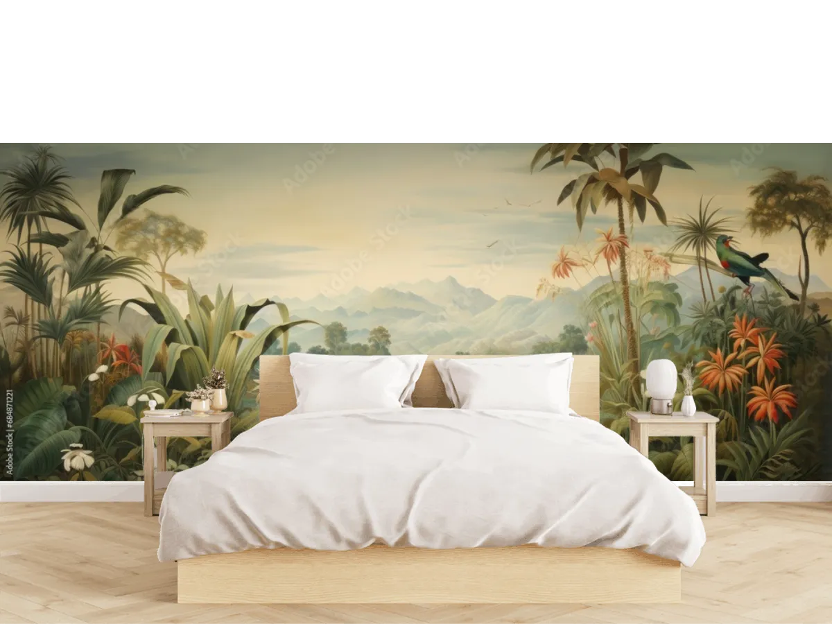 Mural Oasis Tropical - Fotomural Decorativo para Sala en Vinil o Tapiz