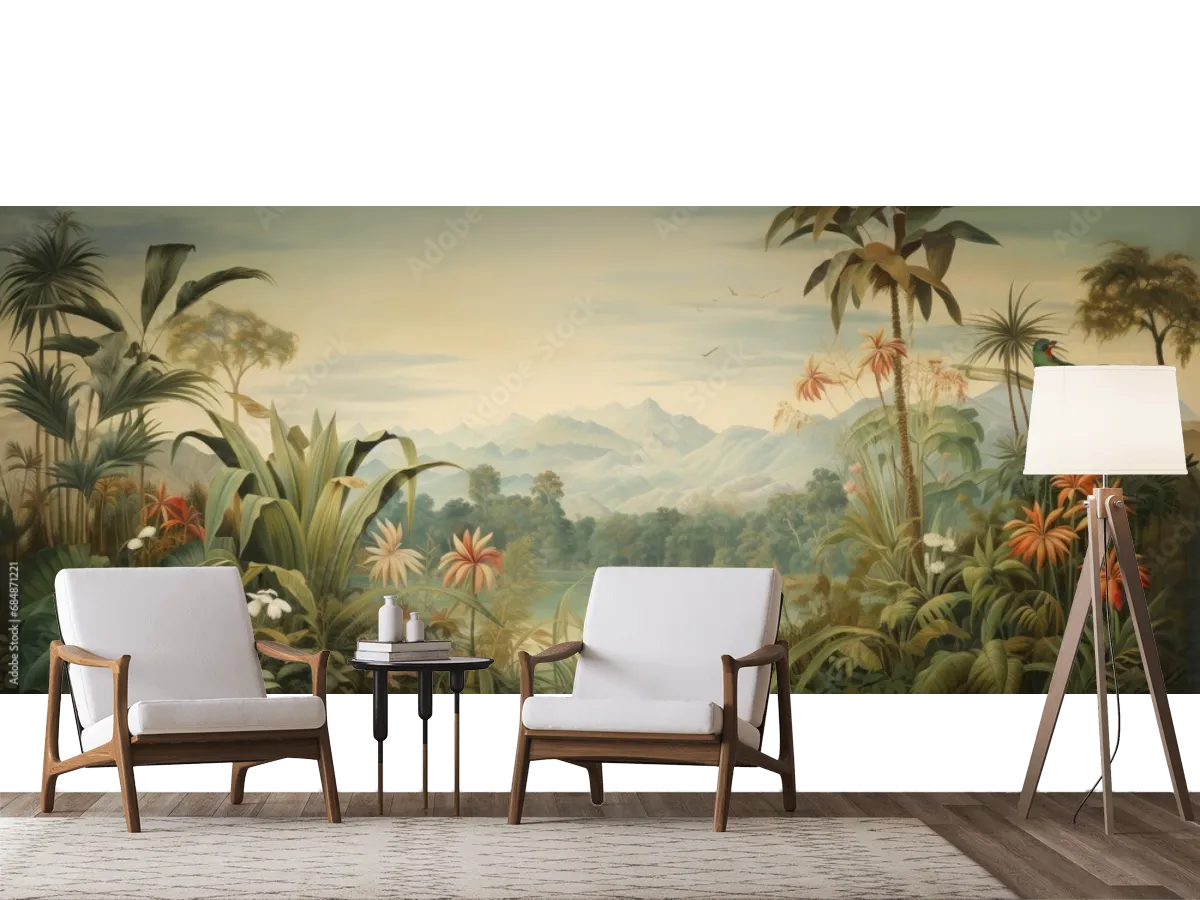 Mural Oasis Tropical - Fotomural Decorativo para Sala en Vinil o Tapiz