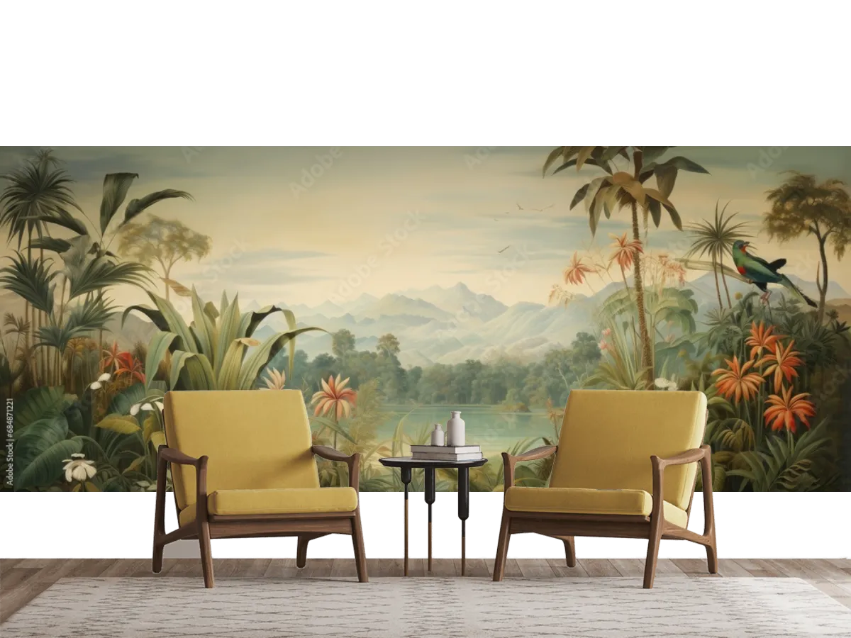 Mural Oasis Tropical - Fotomural Decorativo para Sala en Vinil o Tapiz