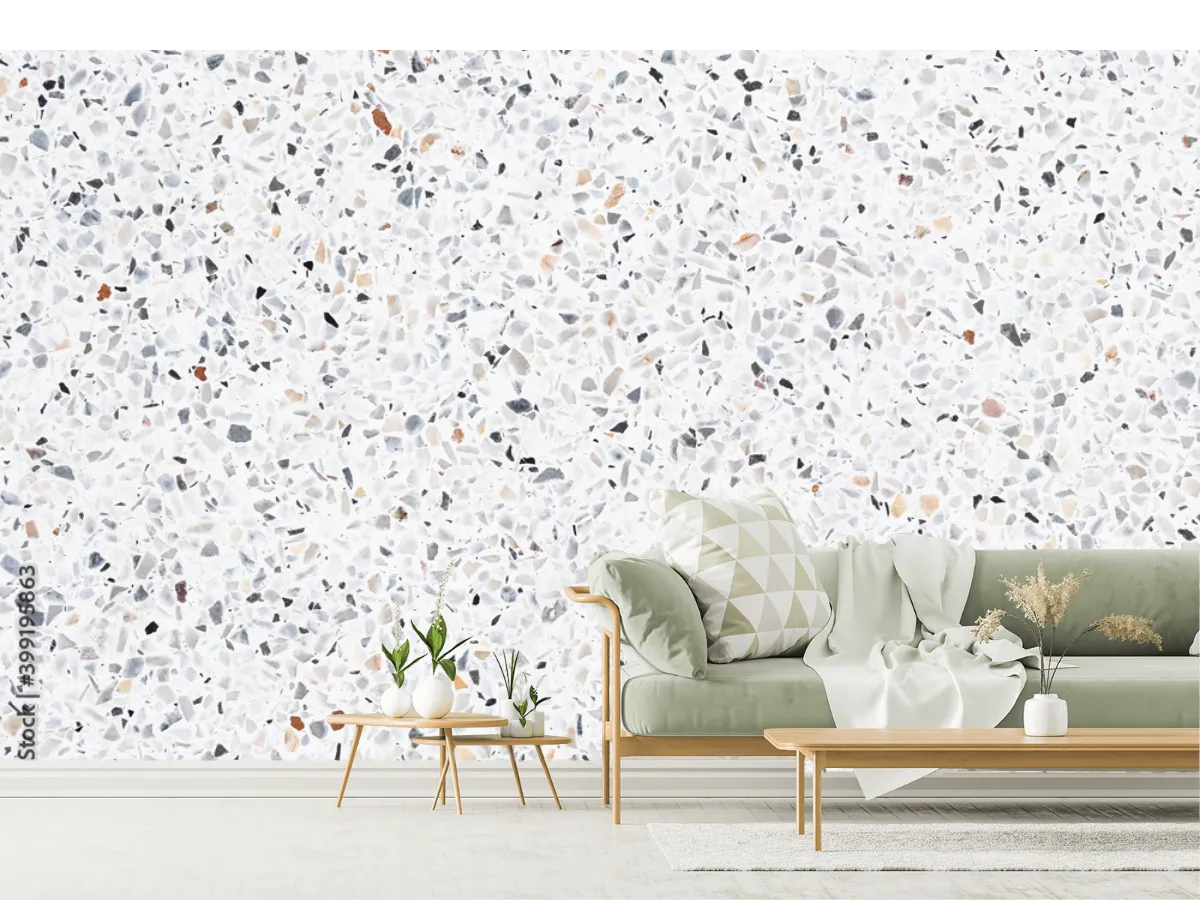 Mural Terrazzo Blanco Moderno para Decoración de Pared
