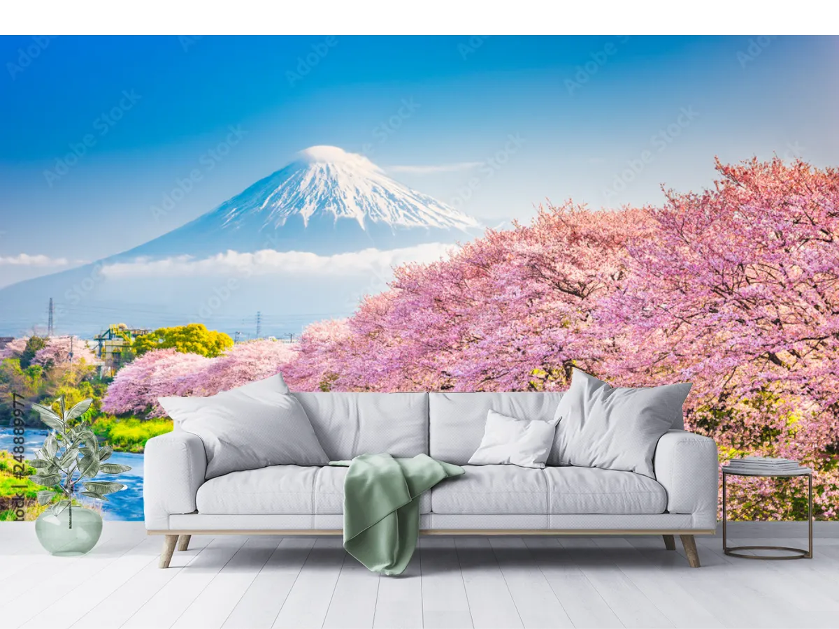 Mural Sakura & Fuji Encanto Japonés Vinil Arquitectónico