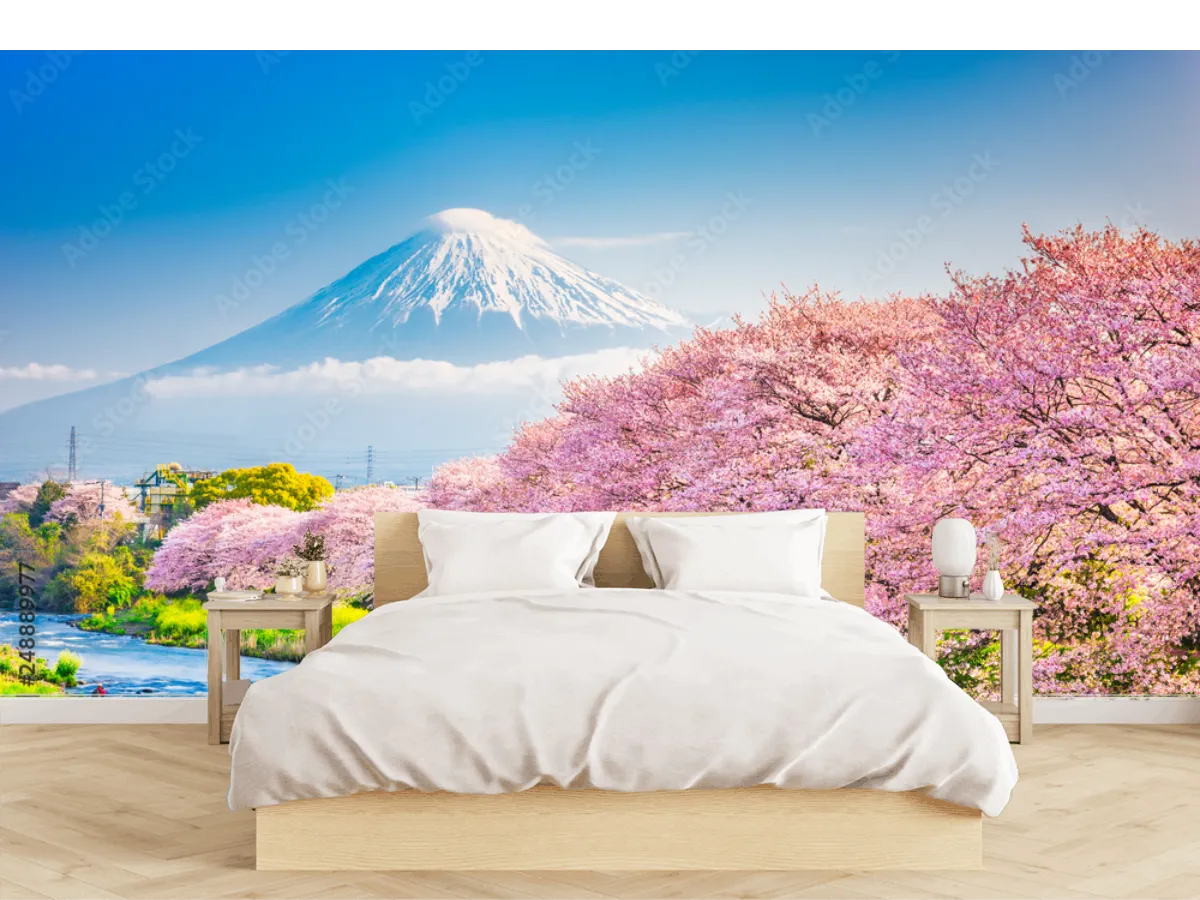 Mural Sakura & Fuji Encanto Japonés Vinil Arquitectónico