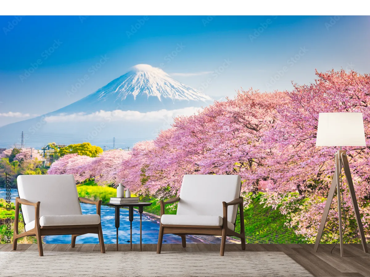 Mural Sakura & Fuji Encanto Japonés Vinil Arquitectónico