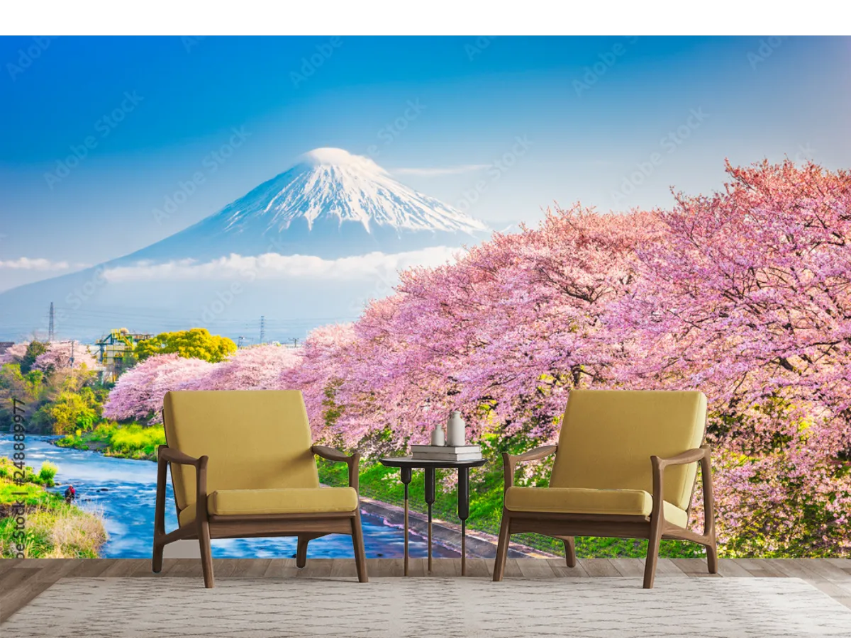 Mural Sakura & Fuji Encanto Japonés Vinil Arquitectónico