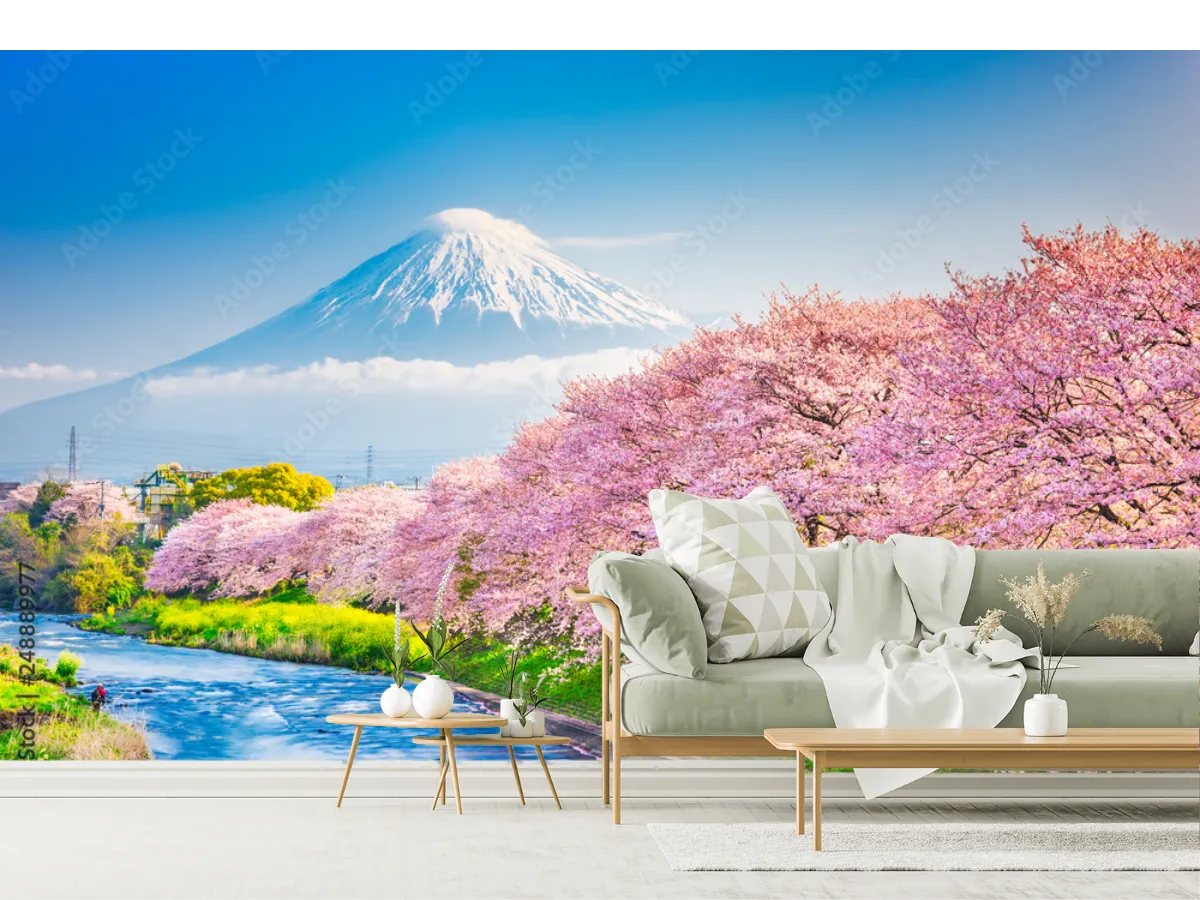 Mural Sakura & Fuji Encanto Japonés Vinil Arquitectónico