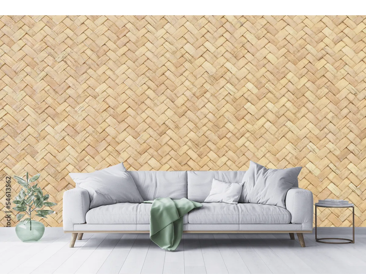 Mural Trenzado Natural Estilo Artesanal para Pared – Papel Tapiz Decorativo