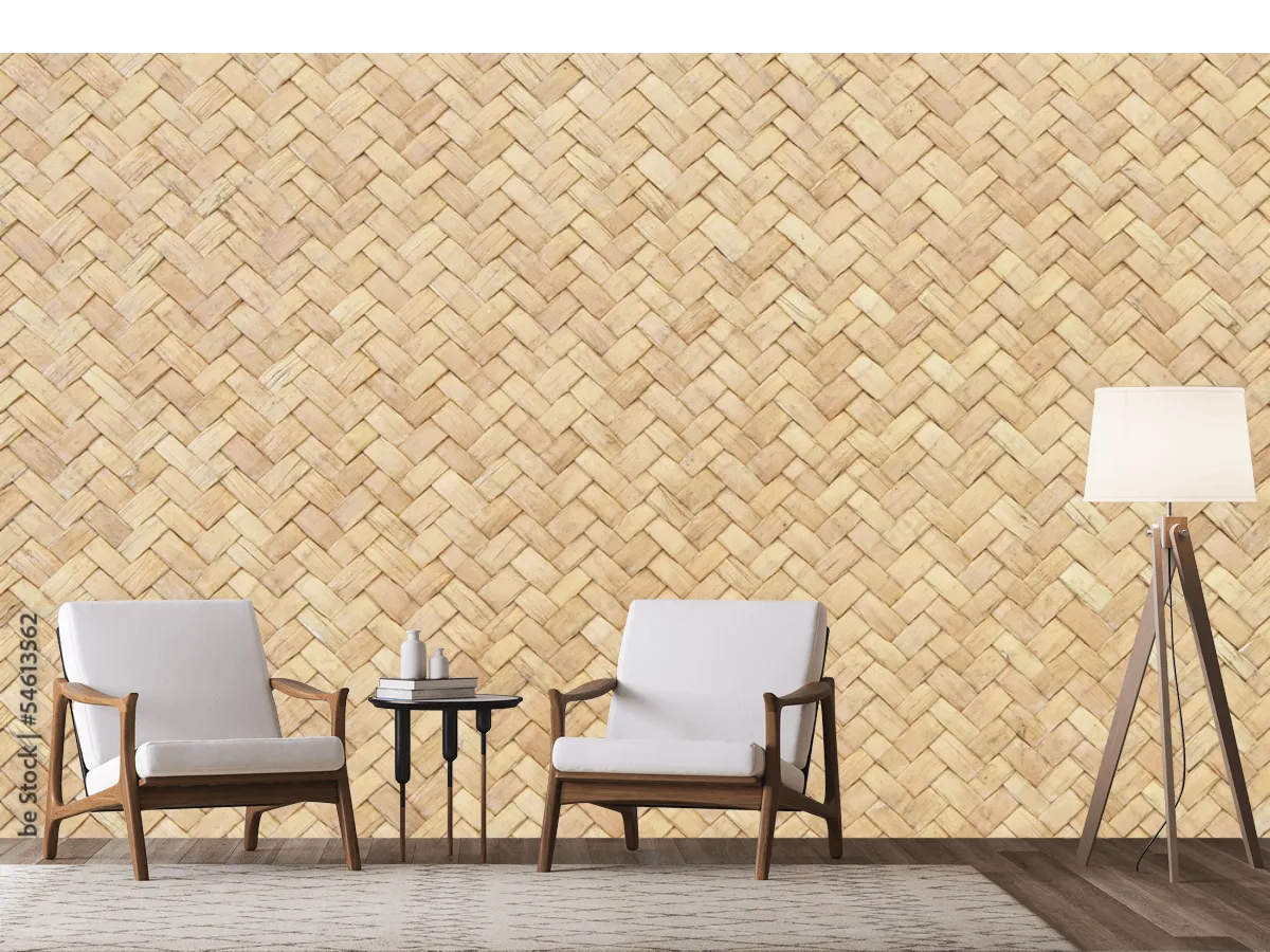 Mural Trenzado Natural Estilo Artesanal para Pared – Papel Tapiz Decorativo