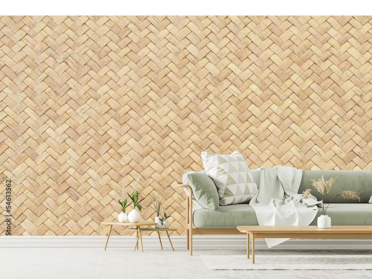 Mural Trenzado Natural Estilo Artesanal para Pared – Papel Tapiz Decorativo