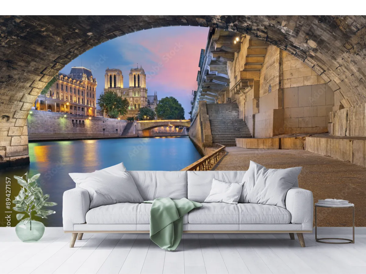 Mural París Reflejos Nocturnos Fotomural de Vinil y Papel Tapiz Decorativo