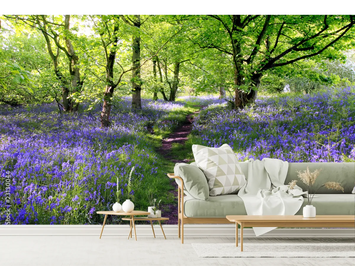 Mural Bosque Azulado en Primavera – Fotomural decorativo personalizable