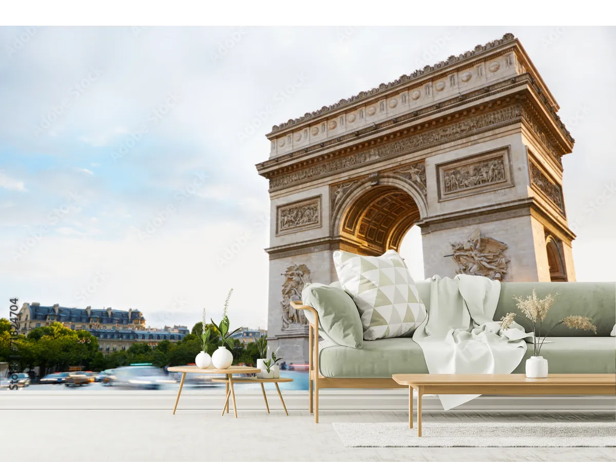 Mural Arco París Nocturno – Fotomural Decorativo en Vinil o Tapiz