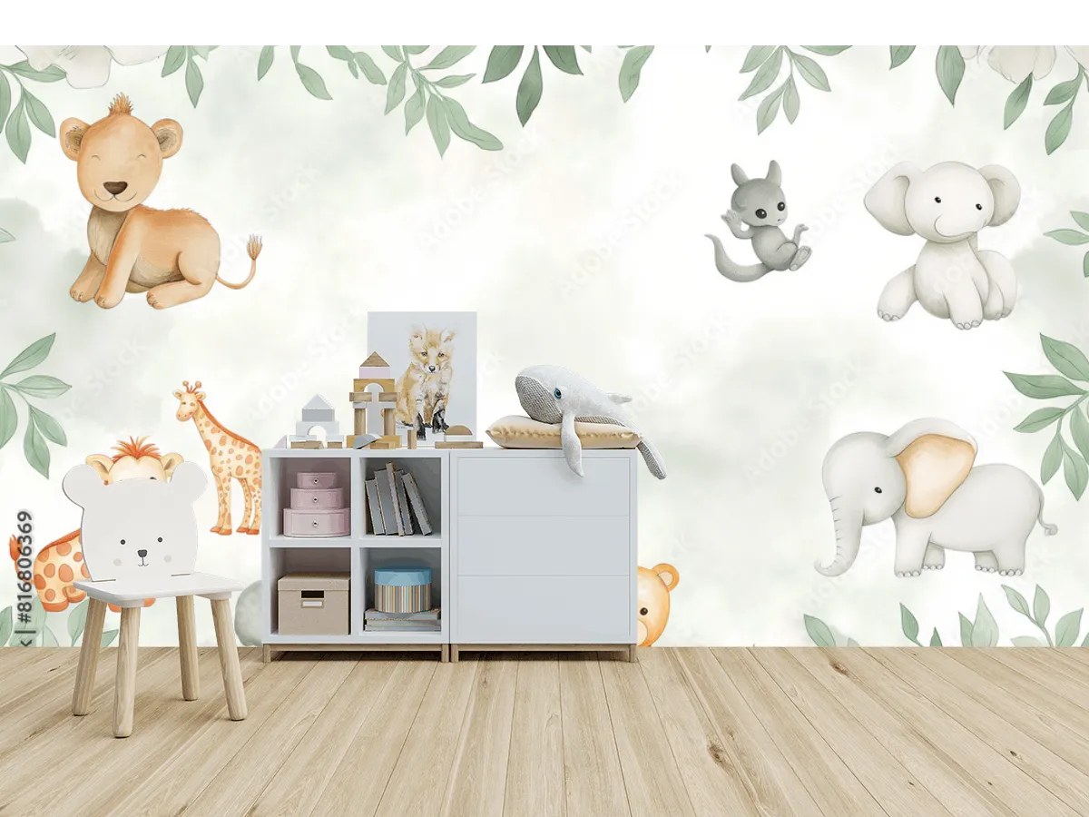 Fotomural Infantil Safari Dulce en Vinil, Papel Tapiz y Mural Personalizado