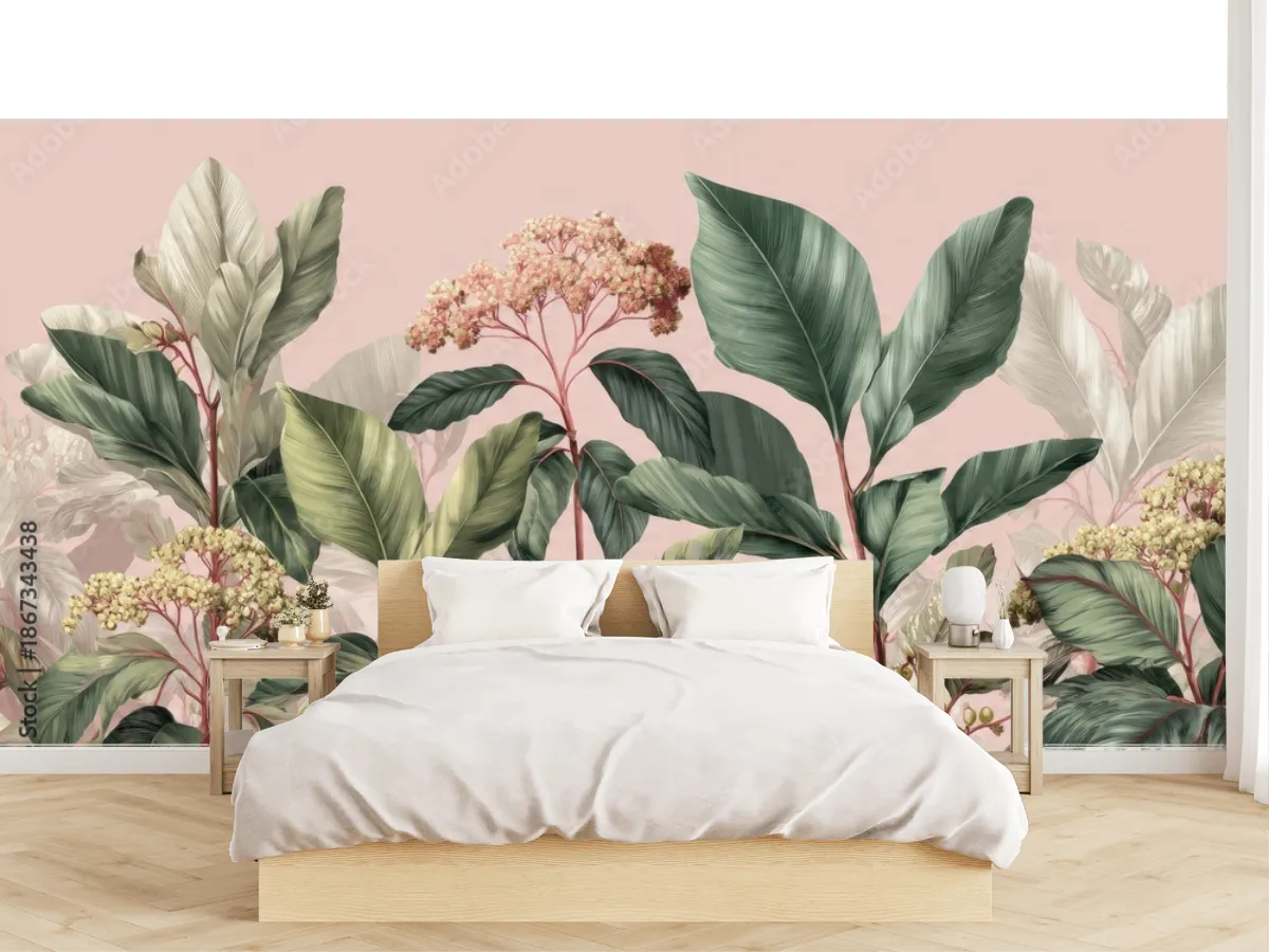 Fotomural Tropical Botánico para Sala - Decoración de Pared Plantas Exóticas