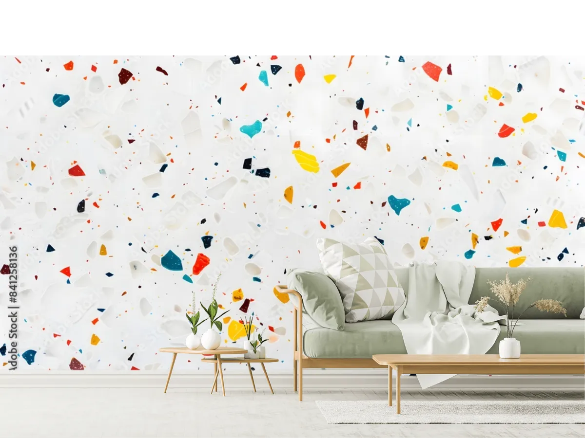 Mural Terrazzo Brillante para Decoración de Interiores | Vinil y Tapiz