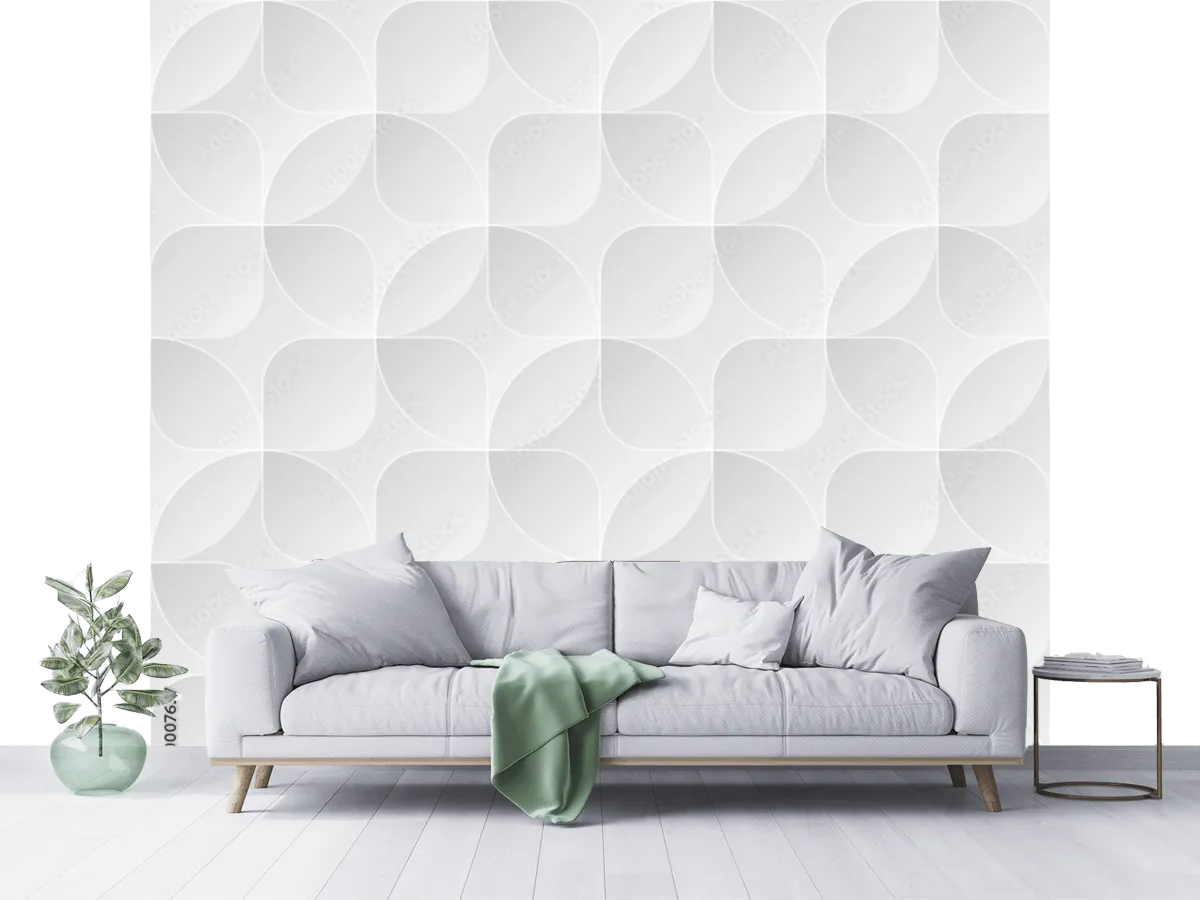 Mural Geométrico Minimal Alta Blancura para Sala - Vinil o Papel Tapiz