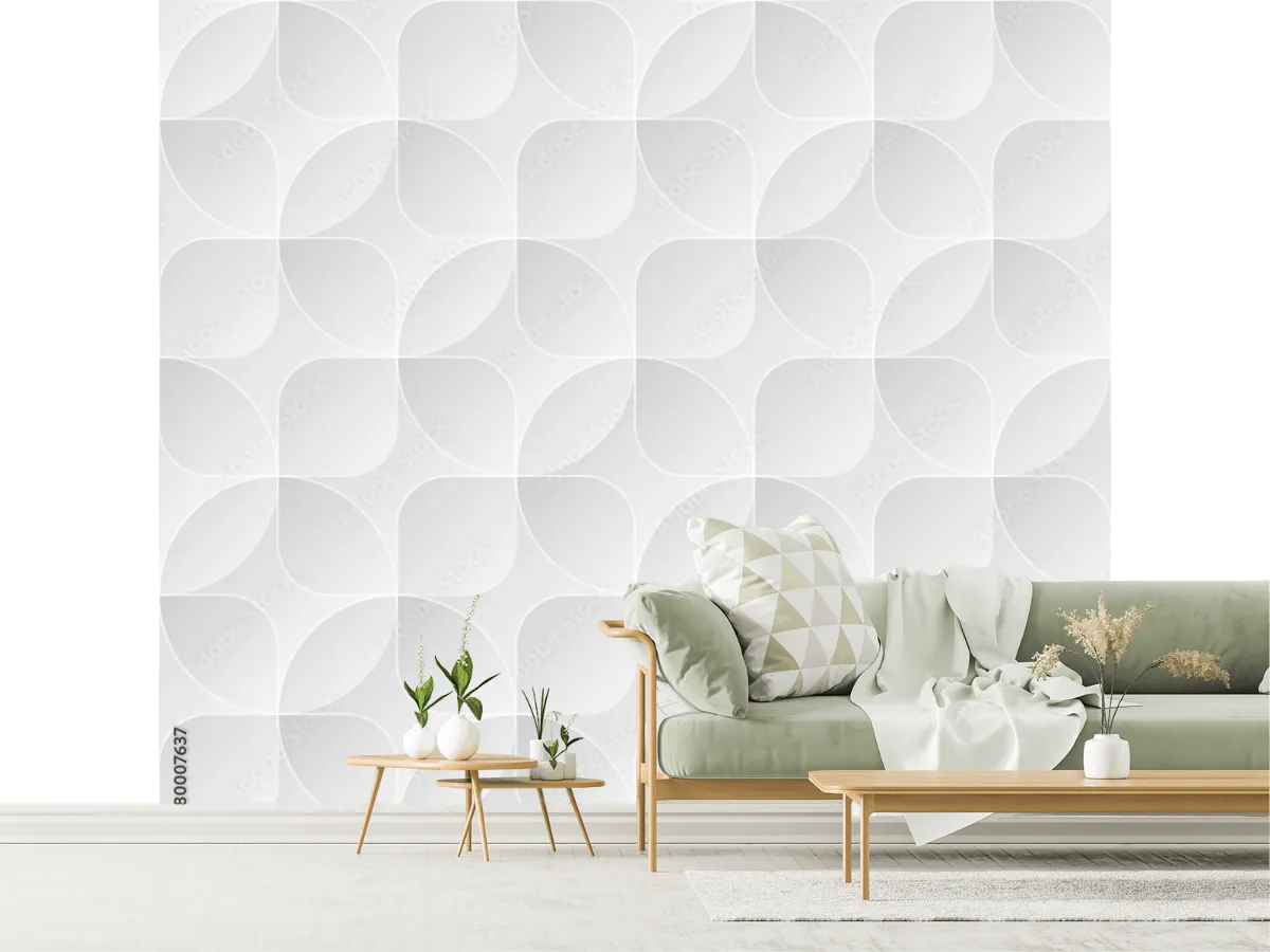 Mural Geométrico Minimal Alta Blancura para Sala - Vinil o Papel Tapiz