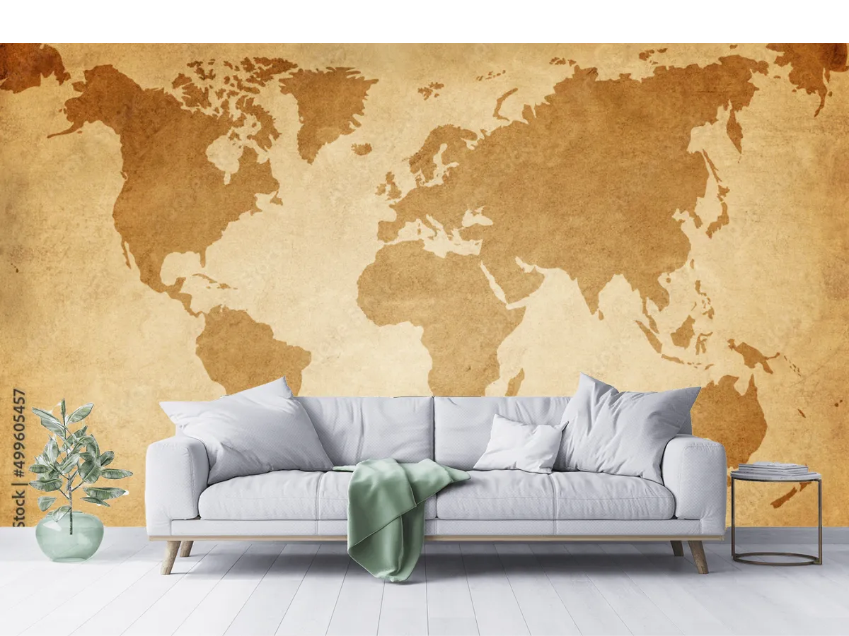 Papel Tapiz Mapa Vintage del Mundo para Pared | Estilo Retro Decorativo
