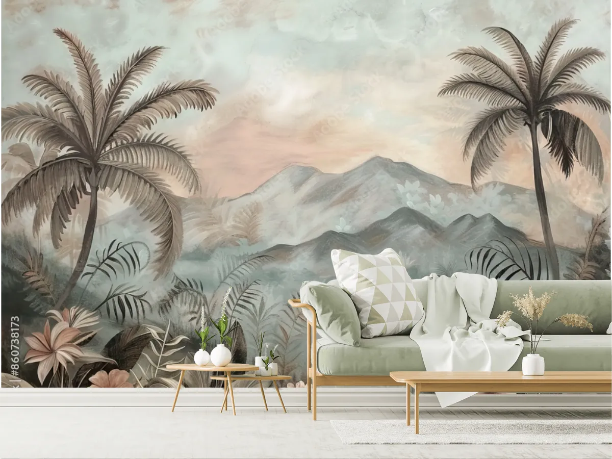 Mural Tropical Aurora - Fotomural de Montañas en Vinil Arquitectónico o Papel Tapiz