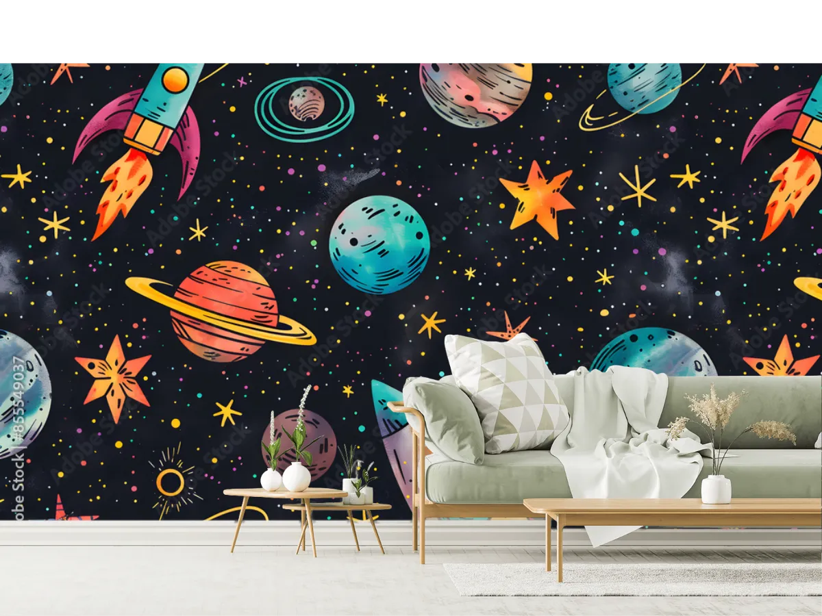 Mural Galaxia Imaginaria para Niños en Vinil o Papel Tapiz - Decoración Intergaláctica