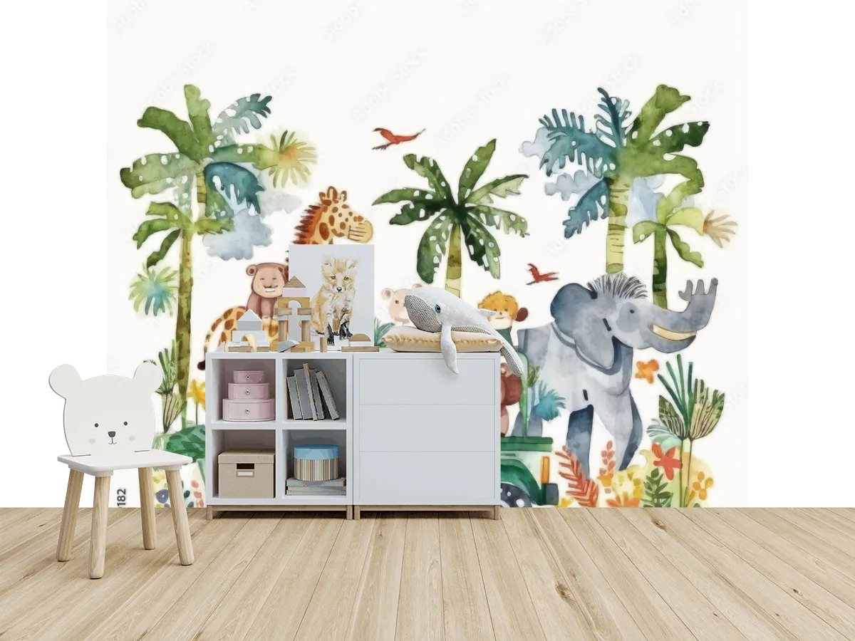Mural Safari Aventurero Infantil para pared - Vinil Arquitectónico, Papel Tapiz y más
