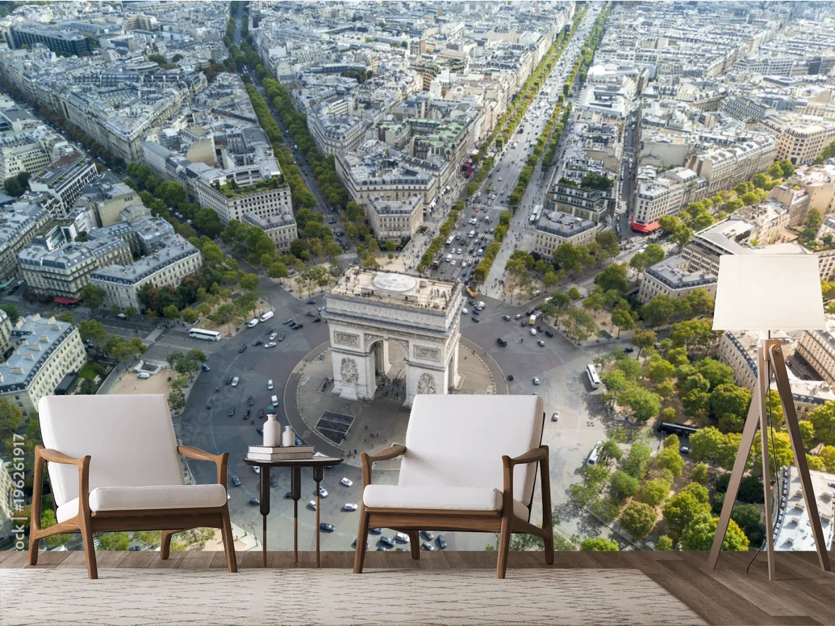 Mural París Radiante Modelo Arco del Triunfo en Vinil Arquitectónico o Papel Tapiz