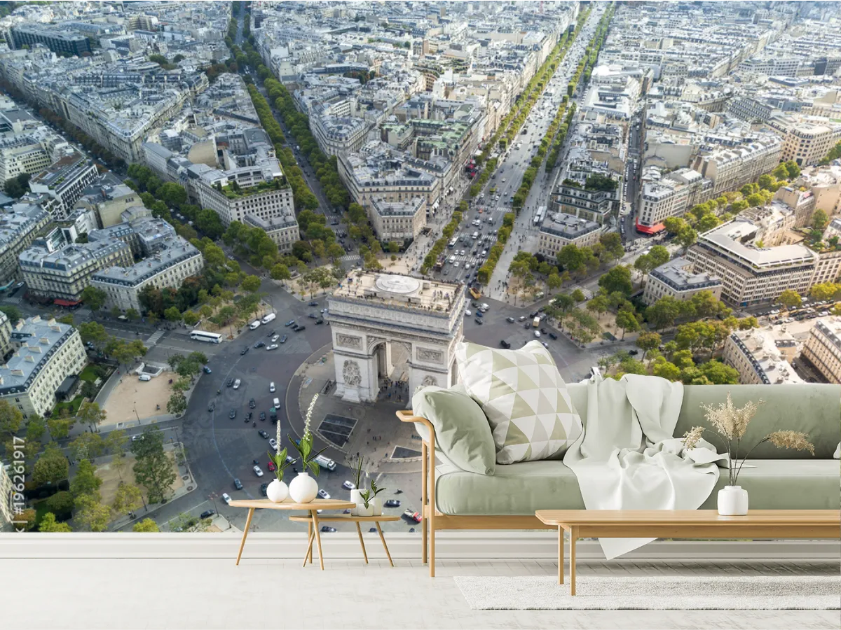 Mural París Radiante Modelo Arco del Triunfo en Vinil Arquitectónico o Papel Tapiz