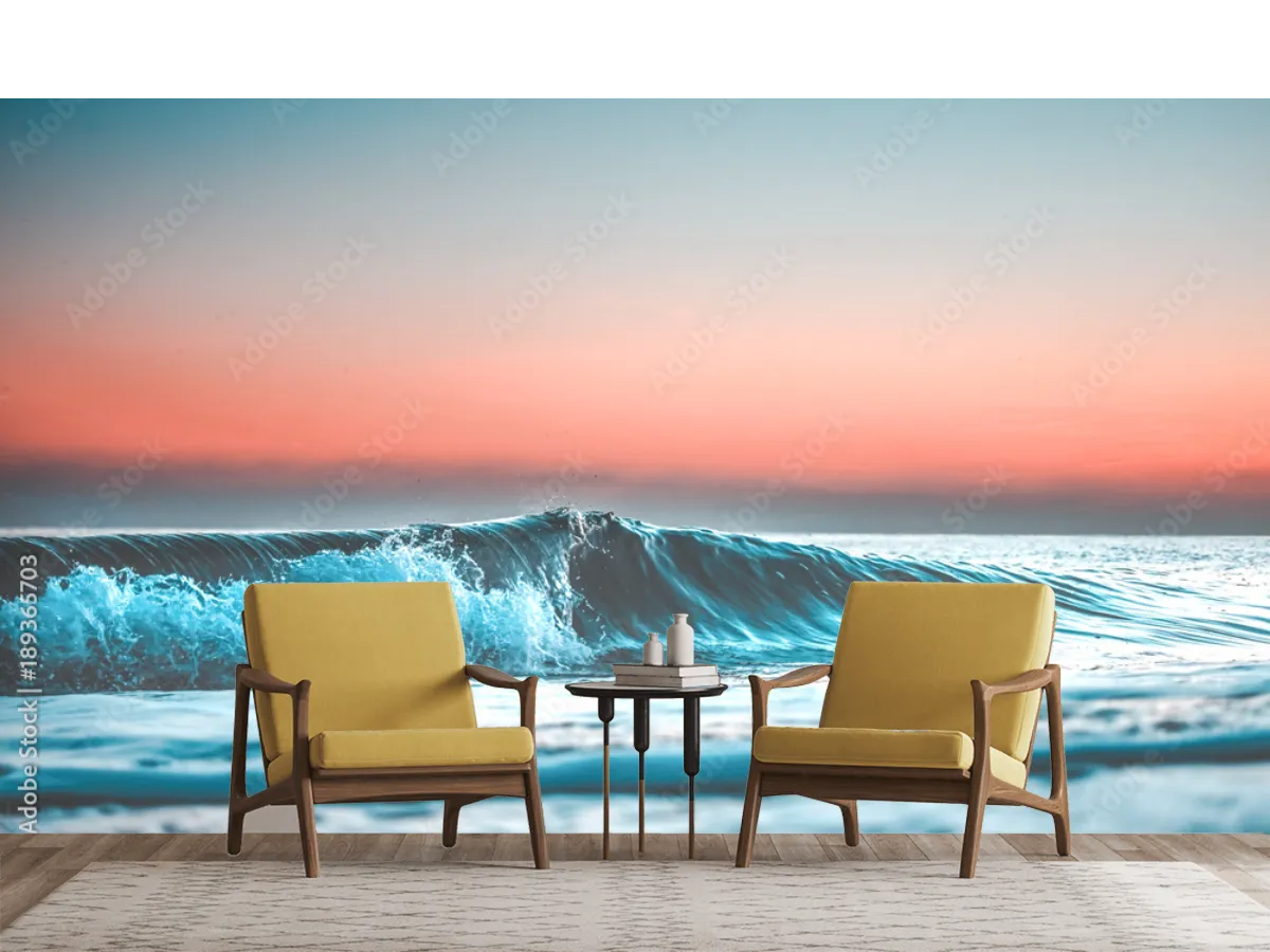 Mural Olas Serenas Amanecer – Fotomural Decorativo en Vinil y Tapiz para Sala