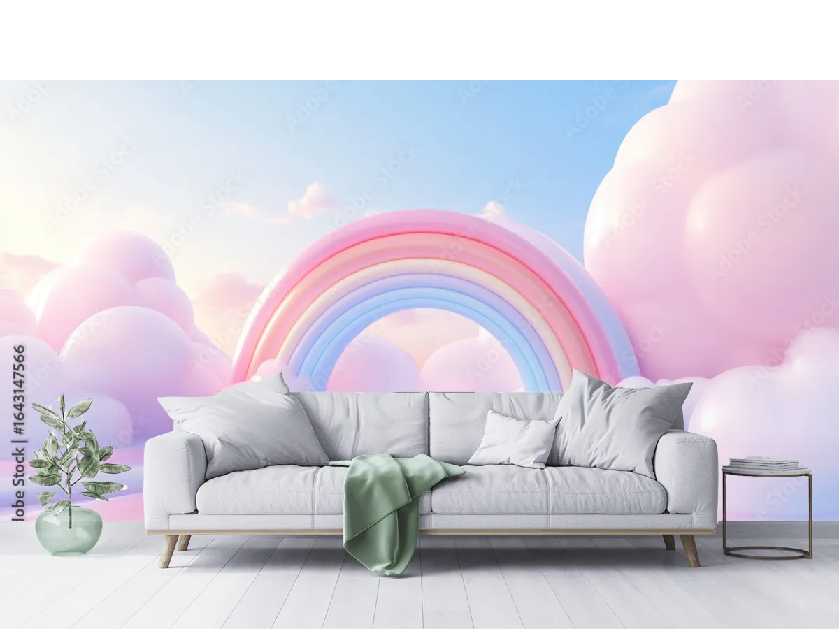 Mural Nube Pastel Arcoíris Sueños - Vinil, Papel Tapiz o Mural Superficies Rugosas