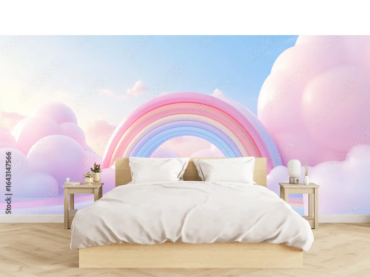 Mural Nube Pastel Arcoíris Sueños - Vinil, Papel Tapiz o Mural Superficies Rugosas