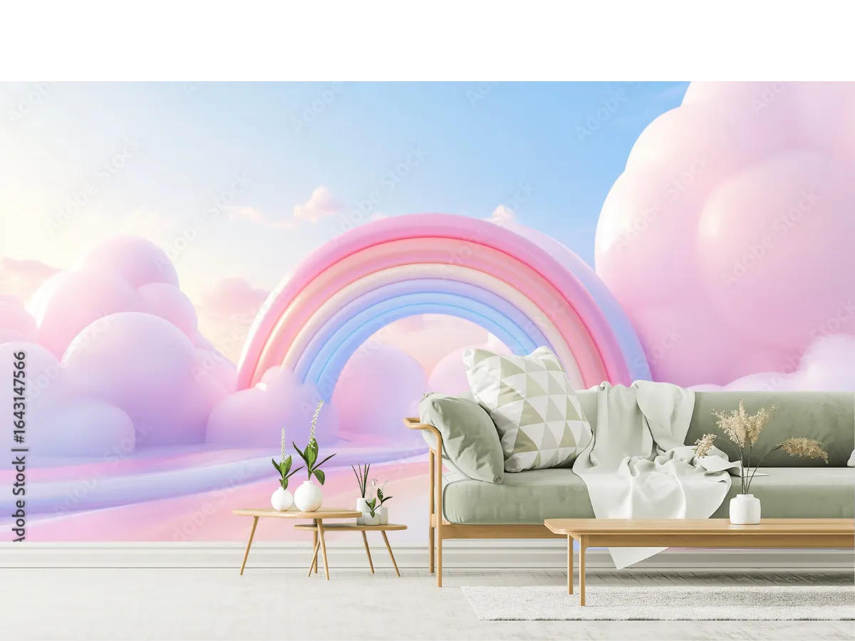 Mural Nube Pastel Arcoíris Sueños - Vinil, Papel Tapiz o Mural Superficies Rugosas