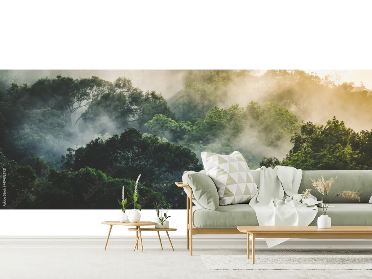 Mural Bosque Neblina Verde – Fotomural decoración natural en vinil o papel tapiz