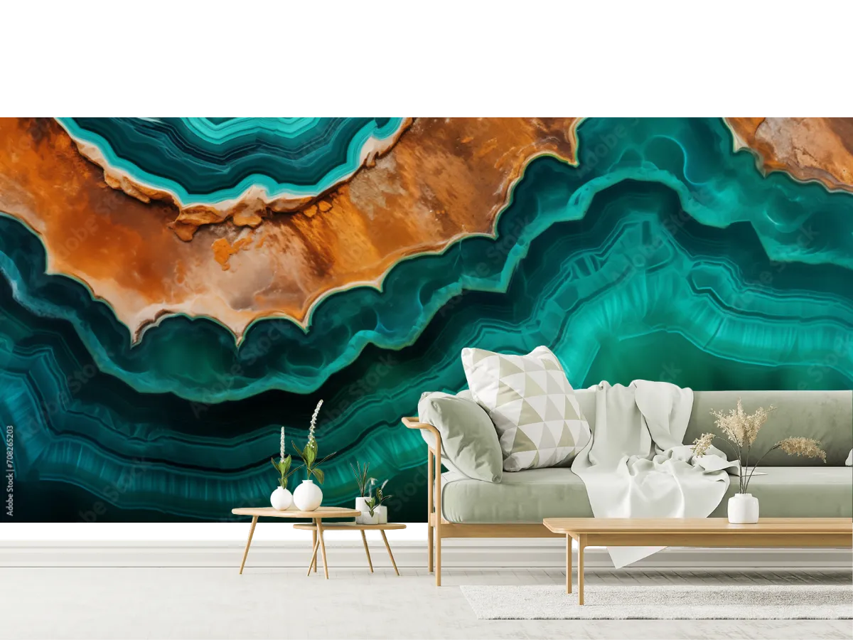 Mural Esmeralda Ámbar – Fotomural abstracto para sala o recámara