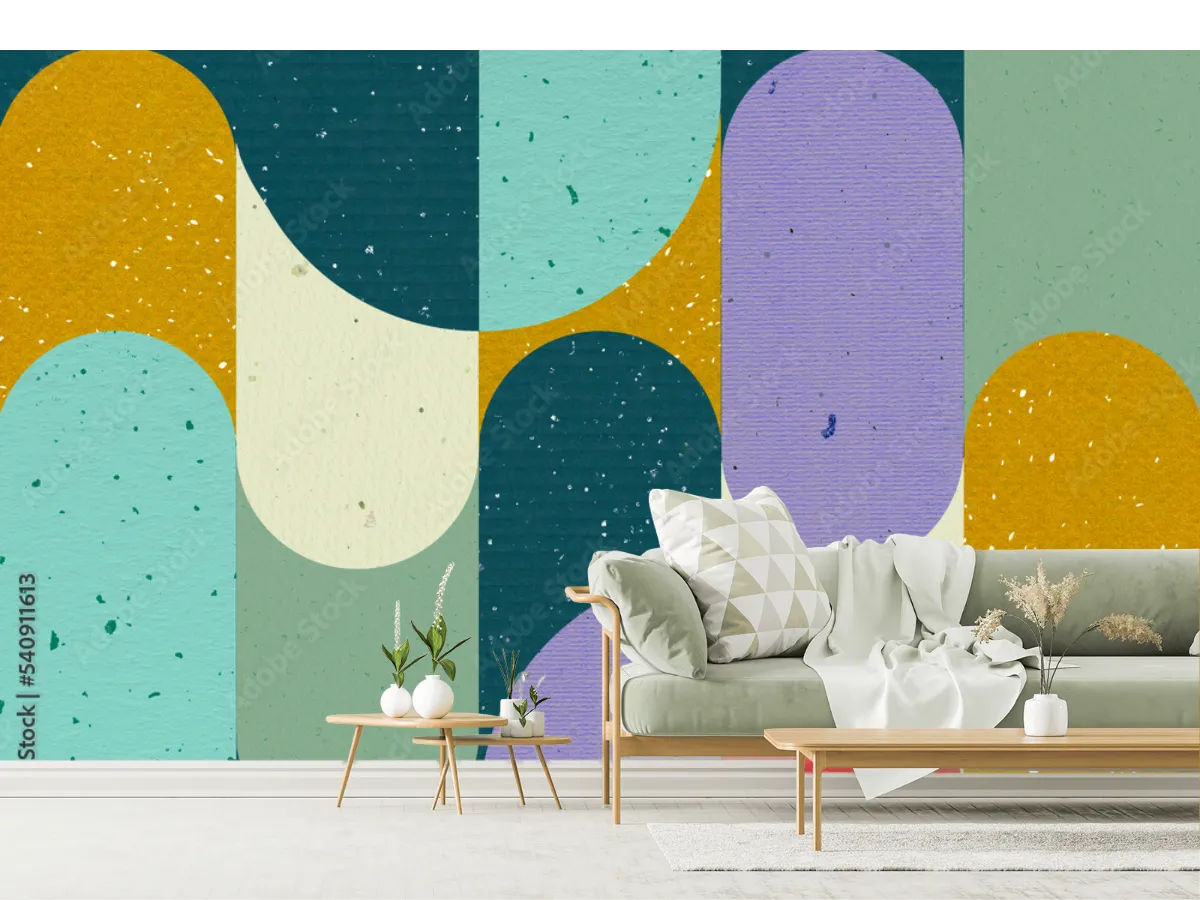 Mural Geométrico Sensaciones Abstractas en Vinil o Papel Tapiz Decorativo