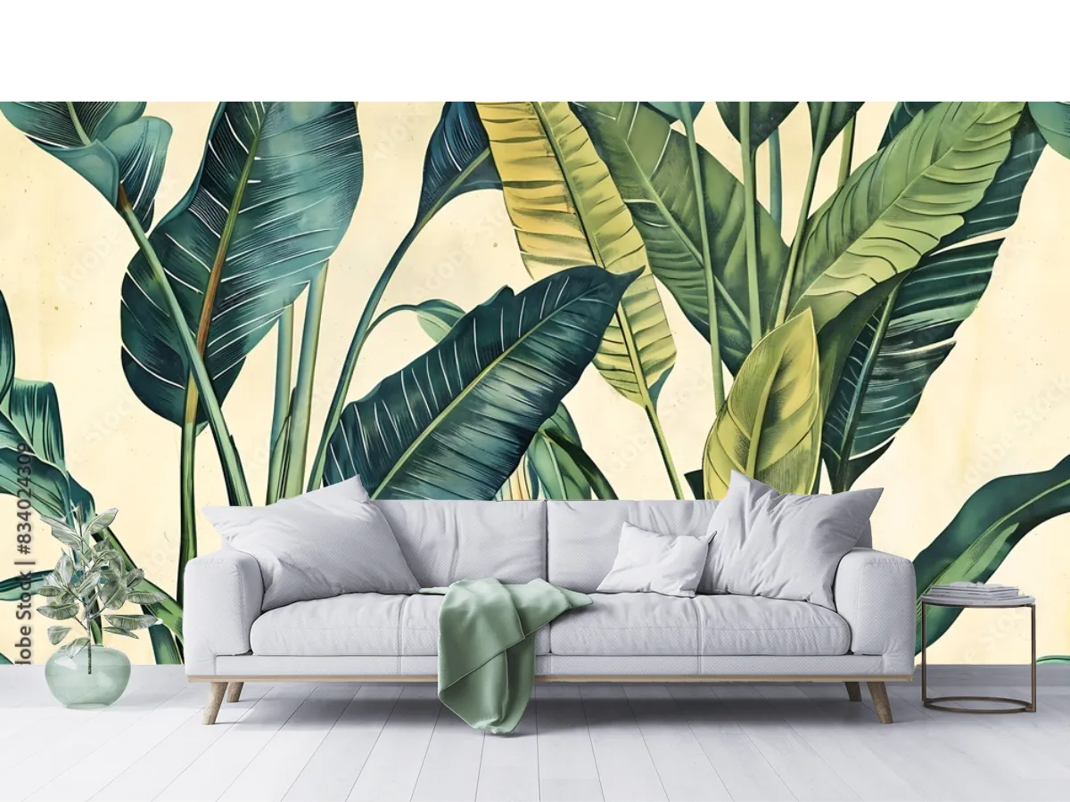 Mural Tropical Cielo Verde para Sala | Fotomural en Vinil y Tapiz