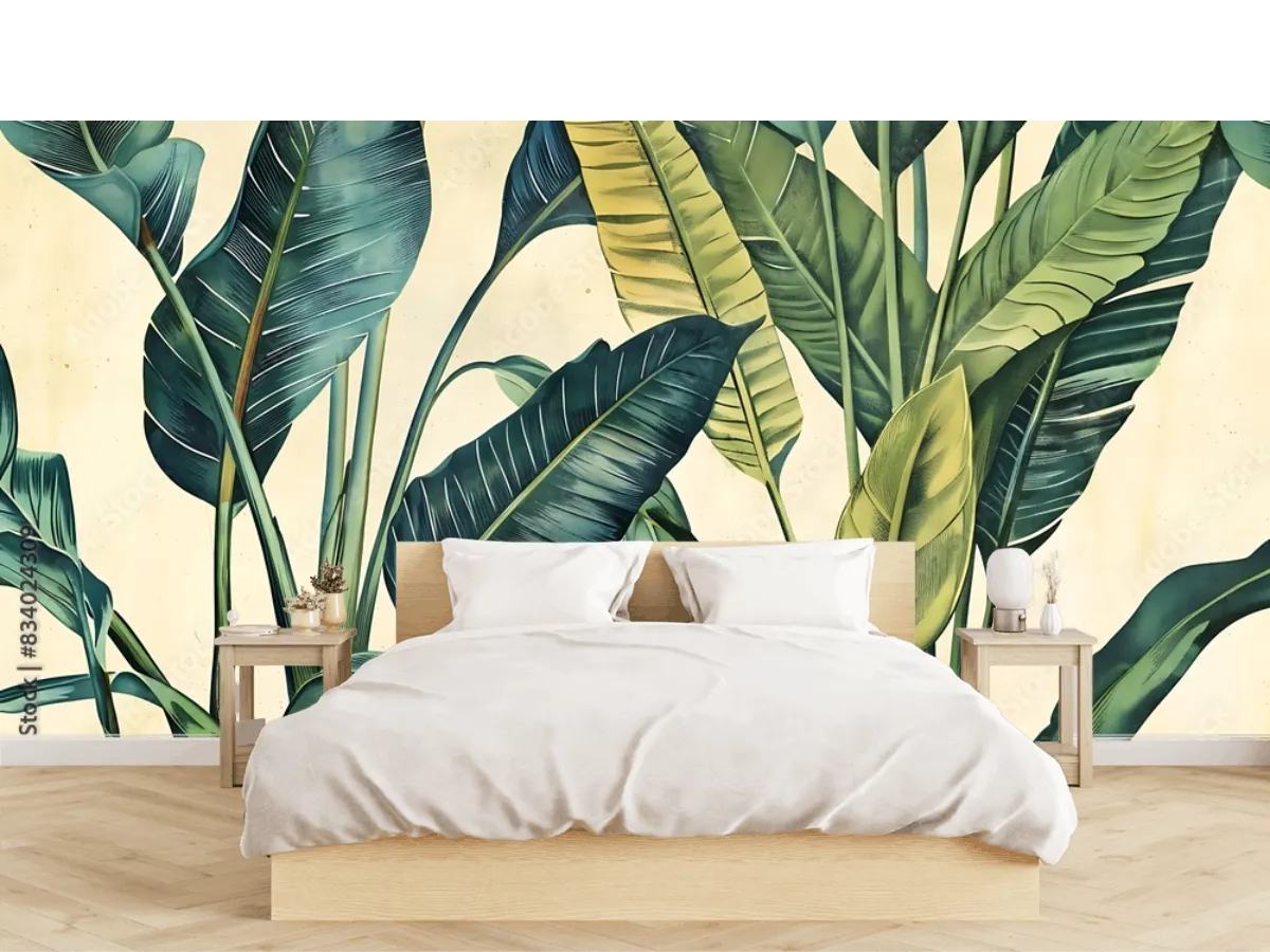 Mural Tropical Cielo Verde para Sala | Fotomural en Vinil y Tapiz