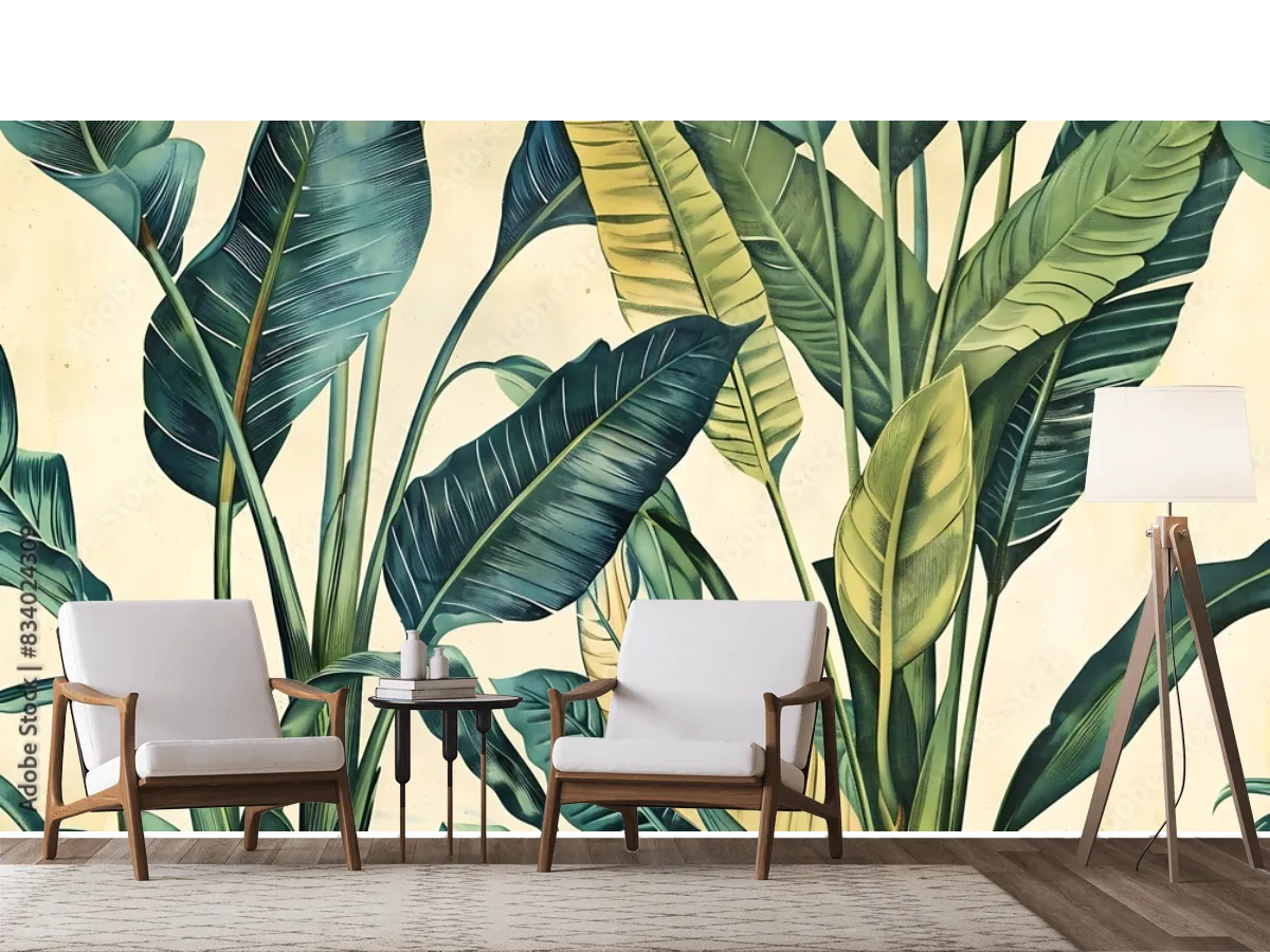 Mural Tropical Cielo Verde para Sala | Fotomural en Vinil y Tapiz