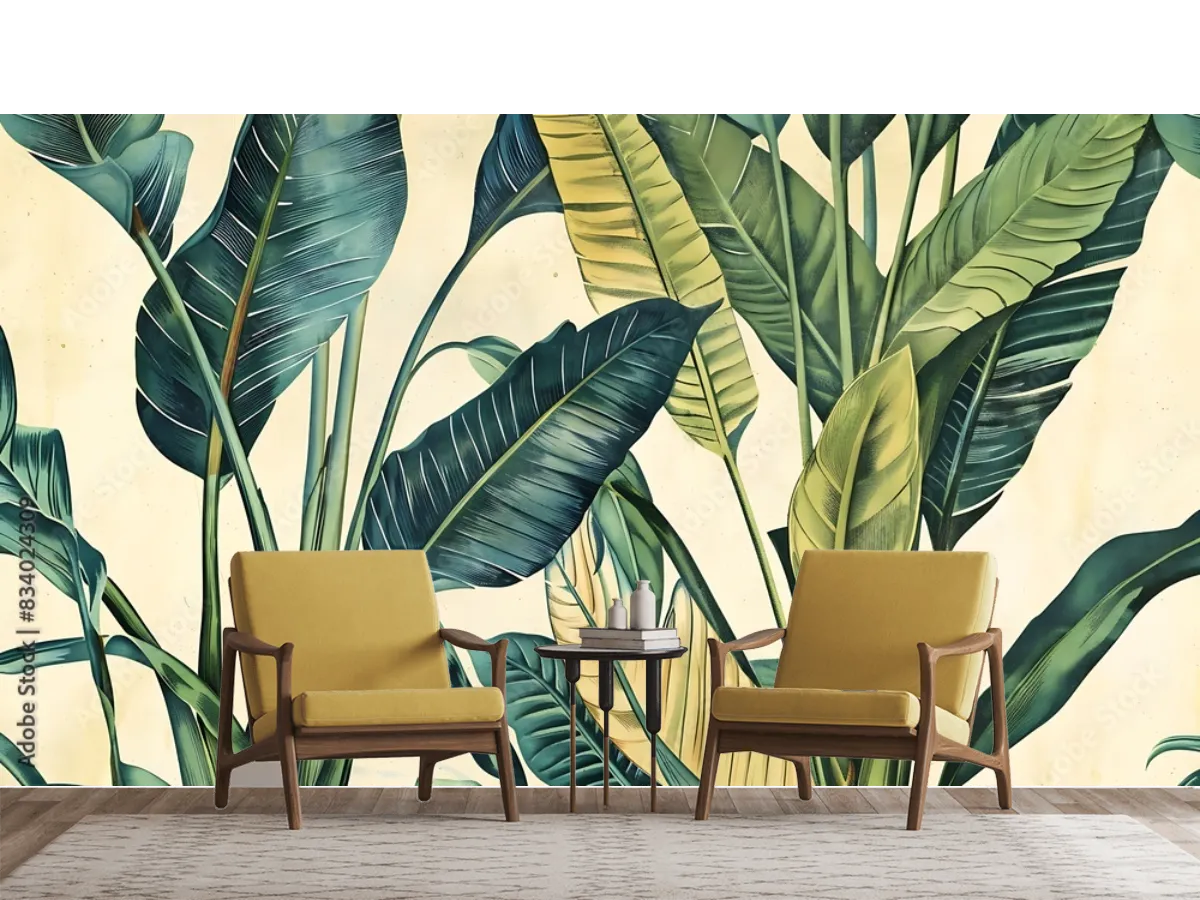 Mural Tropical Cielo Verde para Sala | Fotomural en Vinil y Tapiz