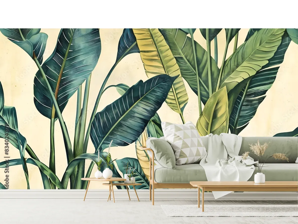 Mural Tropical Cielo Verde para Sala | Fotomural en Vinil y Tapiz