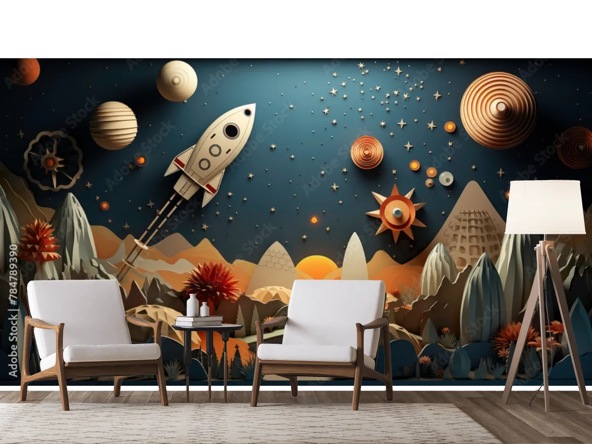 Mural Viaje Espacial Soñador para Paredes – Fotomural Personalizado