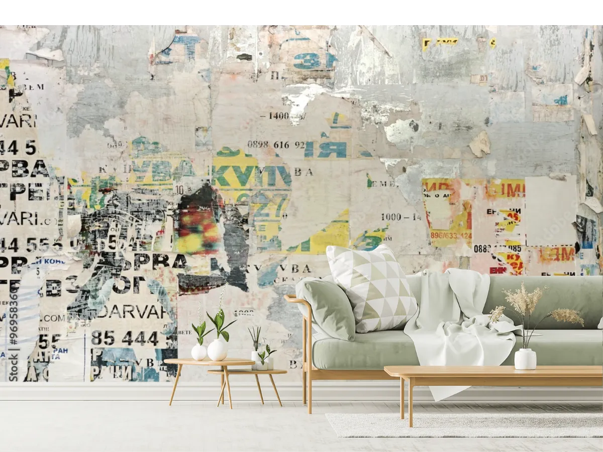 Urban Billboard With Old Torn Paper Posters.