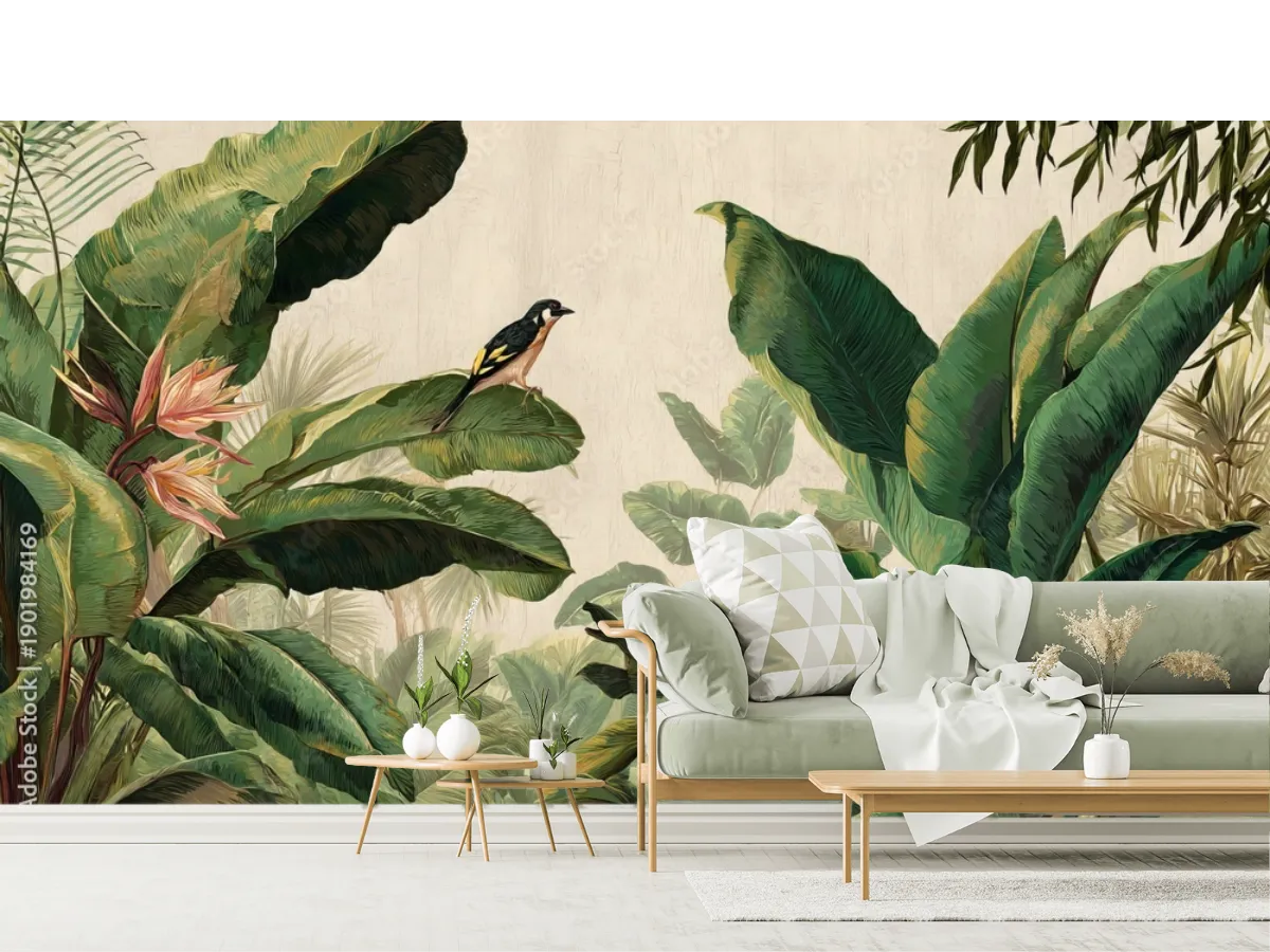 Fotomural Modelo Paraíso Tropical – Vinil Arquitectónico o Papel Tapiz Decorativo