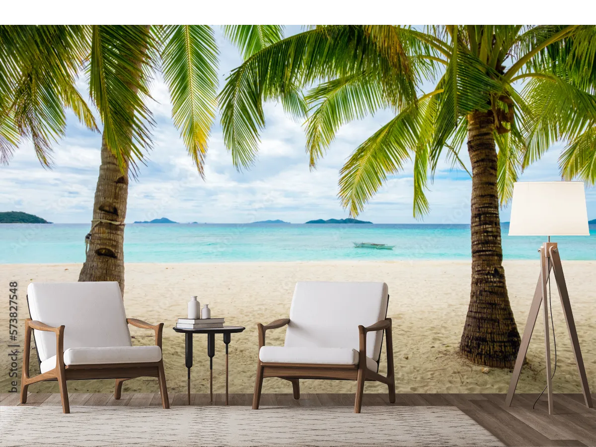 Mural Isla Paraíso – Fotomural Decorativo de Playa | Vinil, Tapiz o Mural para Sala o Recámara