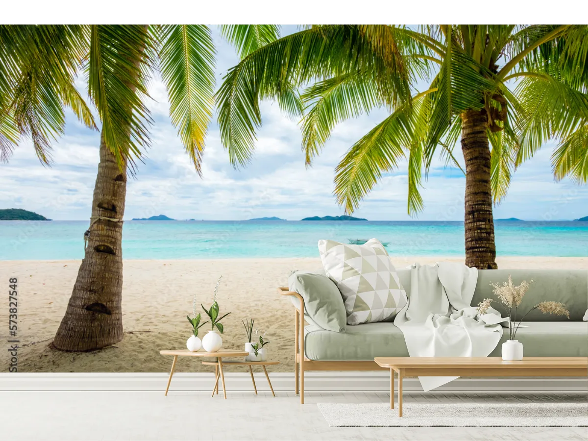 Mural Isla Paraíso – Fotomural Decorativo de Playa | Vinil, Tapiz o Mural para Sala o Recámara